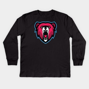 Roaring Success: Growling Bear Sports Mascot T-shirt for Baseball, Hockey, Basketball, and eSports Kids Long Sleeve T-Shirt